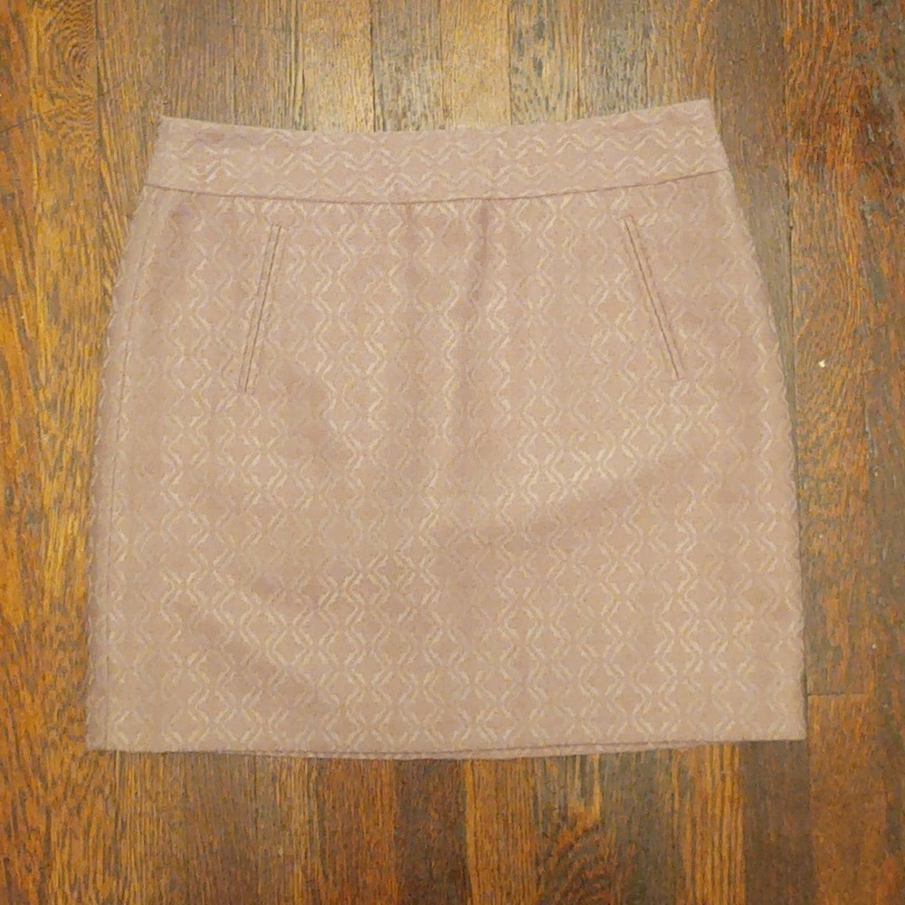 Loft Tan Lattice Print Skirt Sz 8